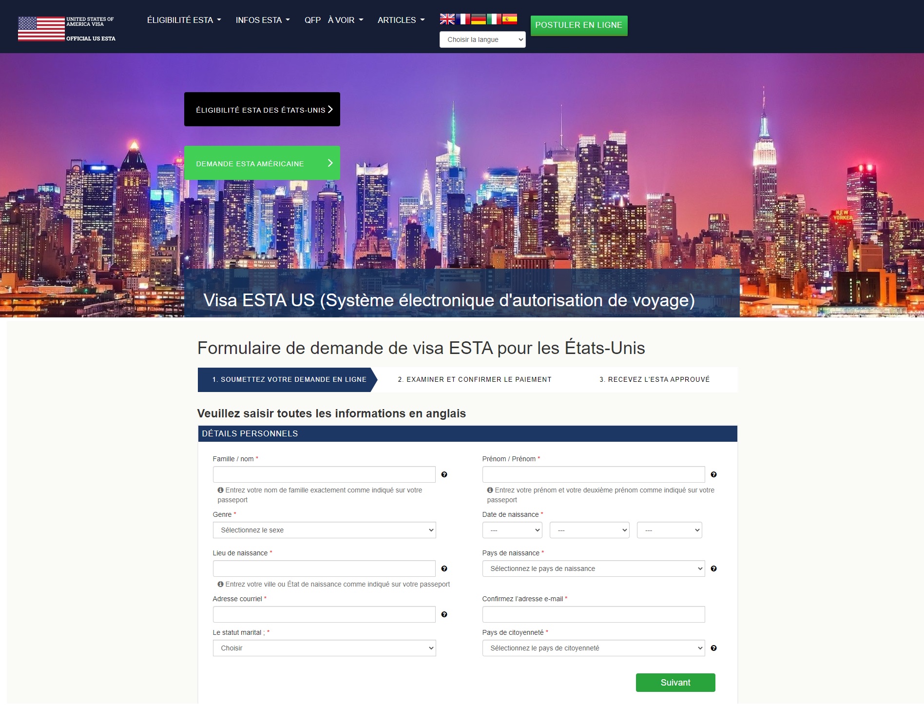 ESTA US Visa Language Support